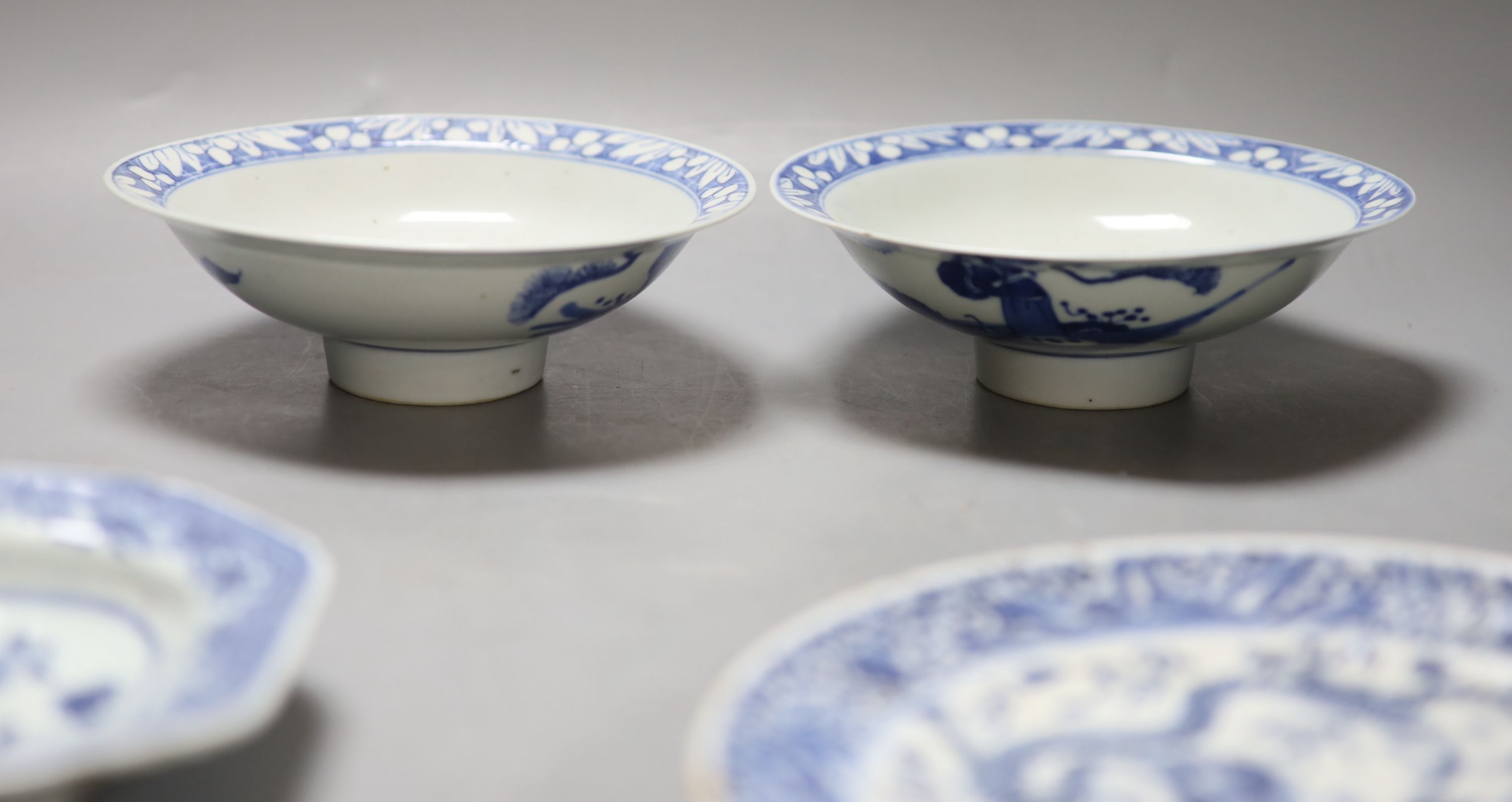 A quantity of mixed Chinese blue and white, together with a hardstone carving of Buddha